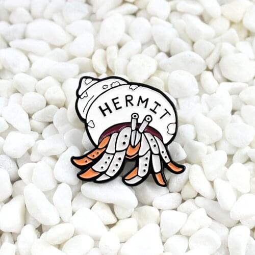Hermit Crab Lapel Pin Illustration hand drawn crab home cute hermit Enamel needle The magic of hermit crab will protect you
