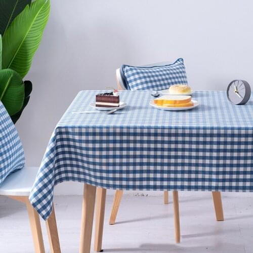 Simple Hipster Cotton Lattice Tablecloth Mediterranean Japanese Cotton Linen Fabric Custom Wholesale