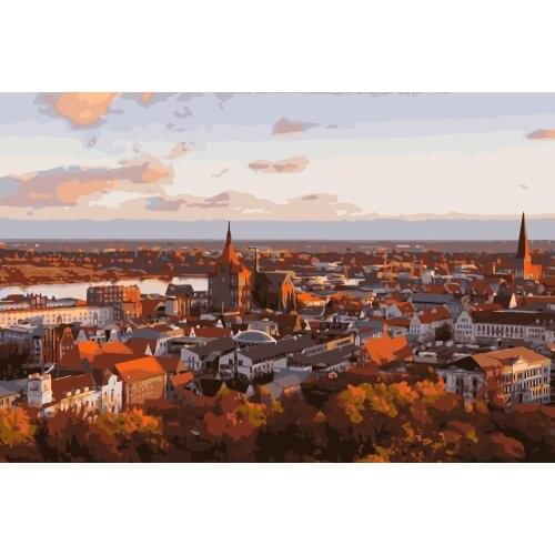PX-72 Rostock landscape painting coloring by numbers digital Hand-painted canvas painting for home decor 40x60cm