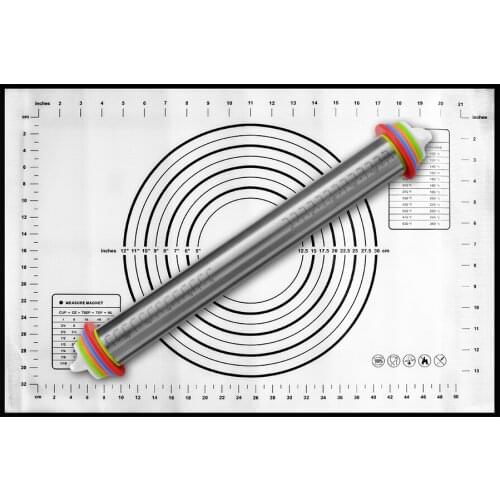 Adjustable Stainless Steel Rolling Pin Dough Roller With 4 Removable Adjustable Thickness Ring Pizza Pastry Pie Baking Tools