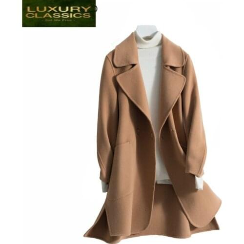 Wool Autumn Winter 100% Cashmere Coat Korean Sided Woolen Jacket Women Clothes 2021 Spring Long Overcoat Overcoat LWL1410