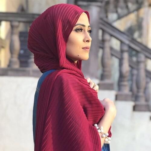 Muslim chiffon hijab women Sunscreen cover head scarf jersey solid color crinkle hijabs scarfs