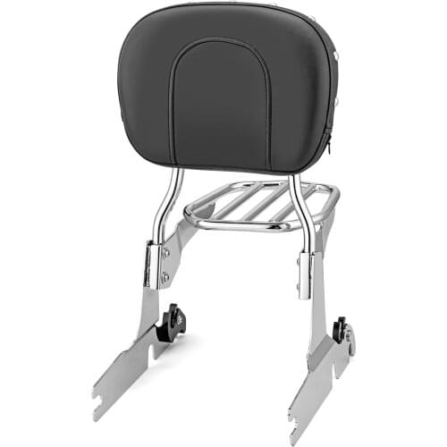 Passenger Backrest Sissy Bar + Luggage Rack Studded Large Pad Steel Chrome Triple Plating For Harley 2006 SOFTAIL HERITAGE FLST