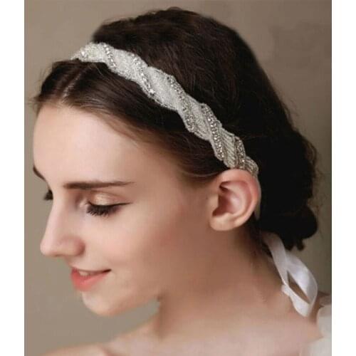 Handmade Crystal Wedding Tiara Headband for Bridal Rhinestone Hairbands Wedding Hair Accessories bandeau femme pour cheveux