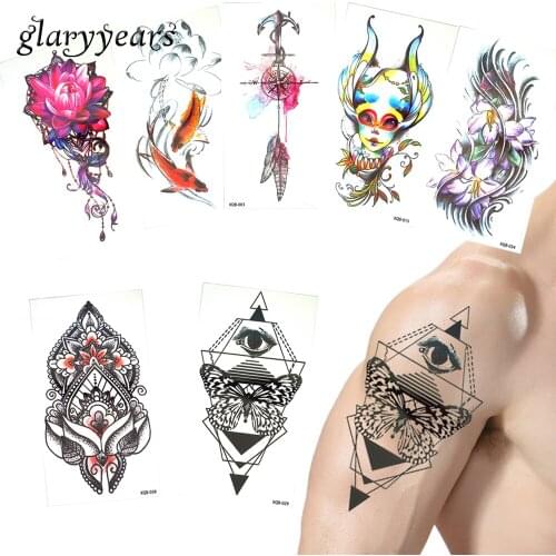 5 Pieces/set Small Full Flower Arm Temporary Waterproof Tattoo Stickers Fox Owl for Women Men Body Art 8 Designs XQB Combination