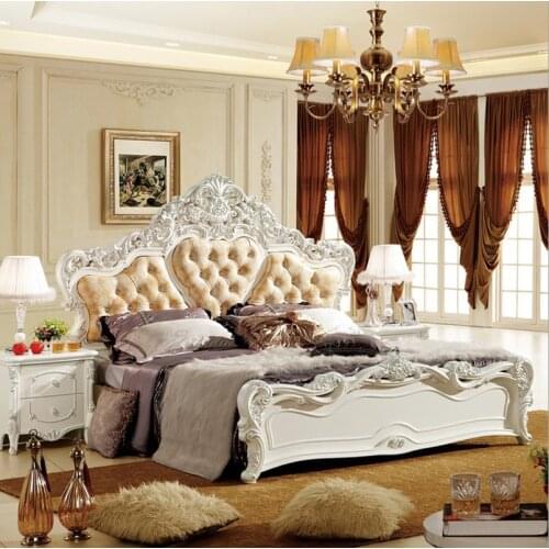 High quality bed Fashion European French Carved bedside 1.8 m bed 4953