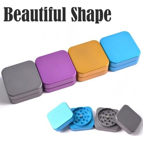 High Quality Aluminum Alloy Square Design Dry Herb Grinder Weed Smoking Accessories Tobacco Spice Crusher Free Custom Logo
