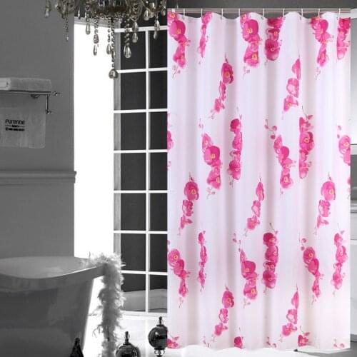 Shower Curtain Floral Fabric Mildew Resistant Waterproof Bath Curtains for Women Bathroom 12pcs Hooks