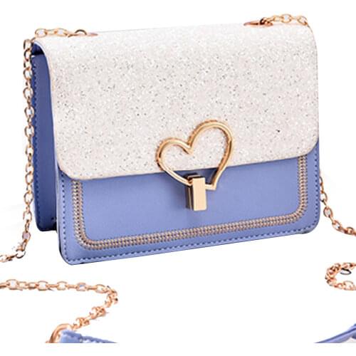 Women Shoulder Crossbody Bag Heart Shape Sequin Chain for Mobile Phone Keys Money Best Sale-WT