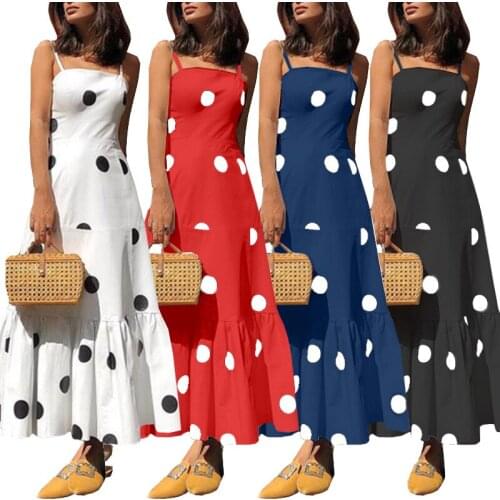 New Fashion Womens Summer Dress Elegant Goddess Boho Sling Shoulders Point Wave Long Pleated Cascading Dress