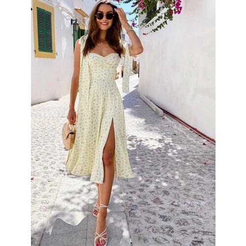 SRUBY Print Dressed Sexy Women Spaghetti Strap Bandage Naked Bodycon Dressed Midi Dressed in Party Evening 2020 Summer