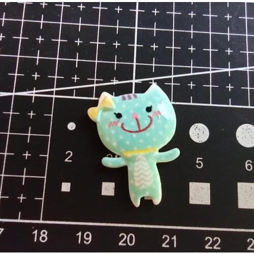 1pcs/lot resin flat back blue colorful print happy Kitty cat 29mm Scrapbook Embellishment DIY Phone Decoration