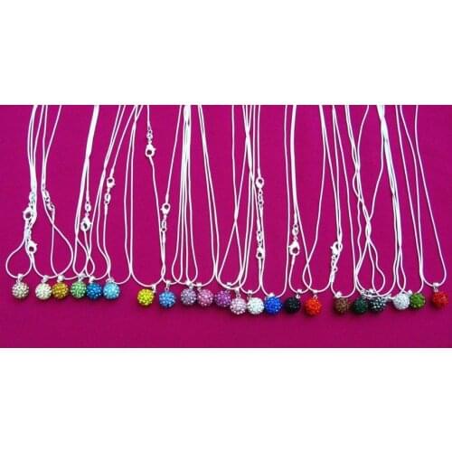 10mm mix multicolor 16 inch men women Snake lowest price Fashion jewelry Disco Balls Necklace pendants Chains crystal