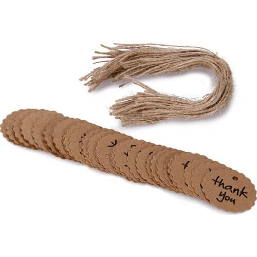 100pcs Rustic Kraft Paper Gift Tags w/ String Christmas Thank You Cardstock