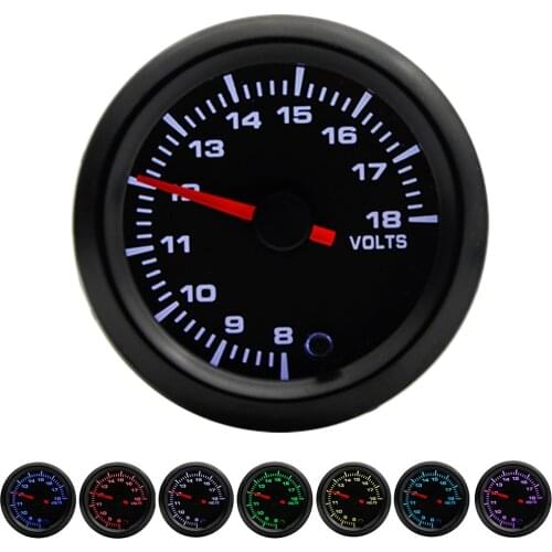 2" 52mm 7 Colors LED Car Auto Voltmeter 8-18 Volt Gauge High Speed Stepper Motor Voltage gauge Car Meter