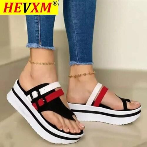 2021 Summer Wedges Shoes for Women Open Toe Beach Female Sandals Multicolor Slingback Sandals Platform Ladies Sandals Plus Size