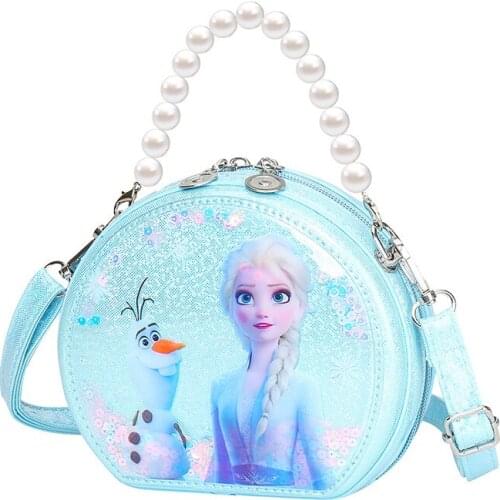 2021 Frozen Elsa messenger bag princess children shoulder bag pu messenger bag cute fashion handbag girl coin purse shopping bag