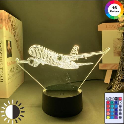 Custom 3D Lamp Airplane Hologram Baby Night Light Cool Name Customization Nightlight for Child Bedroom Decor 3D Led Night Light