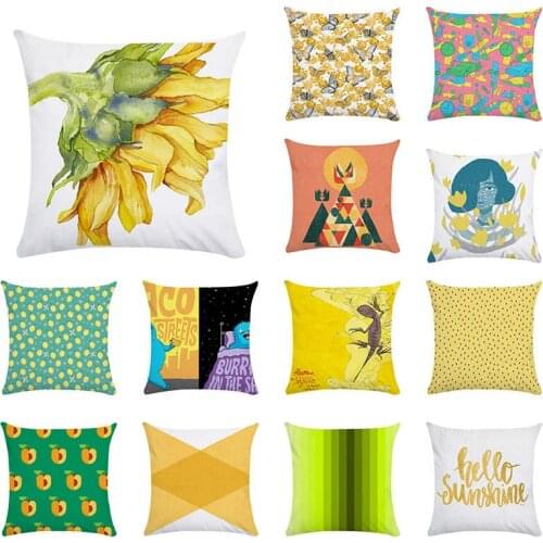 45*45 Pillow Case with Yellow Cartoon Print for Dyeing The Bed Home Decoration Cushion Cover Flag Decoration Pillowcases TP54