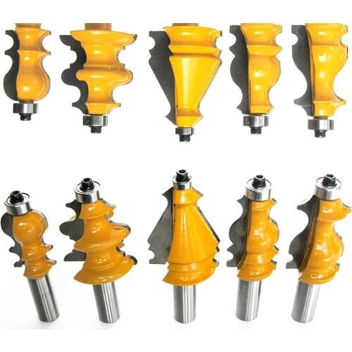 5Pcs/set 1/2" Shank Router Bit Architectural Specialty Molding A B C D E Router Bit Set For Woodwork Cutter