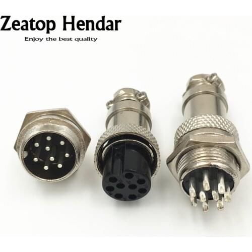 50 Set GX16 9 Pin 16mm Male & Female Adapter Chassis Mount Socket Plug Aviation Plug Interface Connector