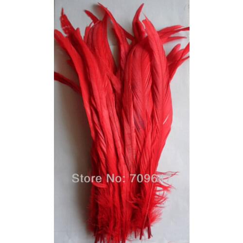 50Pcs/Lot Rooster Tail Coque Feathers 12-14" Long Red Colour Hair Extension Feathers,Red Feathers,Feathers Natural