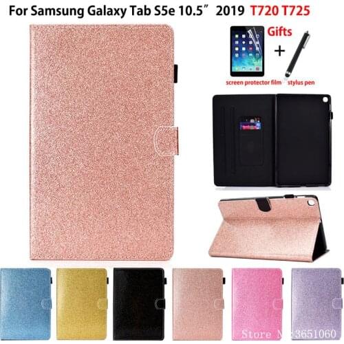 Glitter Case For Samsung galaxy tab S5e 10.5 2019 T720 SM-T720 SM-T725 Smart Cover Funda Tablet Flip Stand Shell Coque +Film+Pen