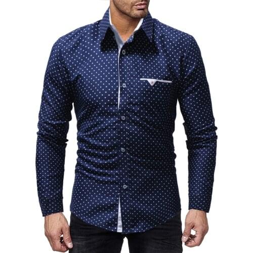 Brand 2018 Fashion Male Shirt Long-Sleeves Tops Pentagram Printing Male Mens Dress Shirts Slim Men Shirt M-XXXL