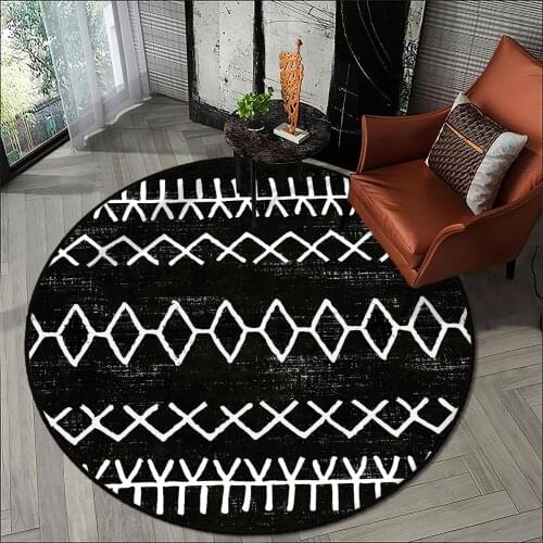 Black color ethnic patterned living room carpet kitchen round carpet room carpet black anti allergic high quality Free Shipping