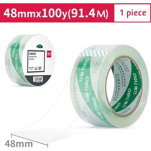 Deli High Transparent Low Noise Sealing Packing Tape 48mmx100y (91.4m/roll) 1 Roll