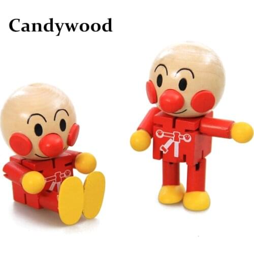 1Pcs Baby Wooden Toys Marionette Cartoon Anime Mini Anpanman Doll Puppet Minifigure Blocks Figures Action Toys For Children