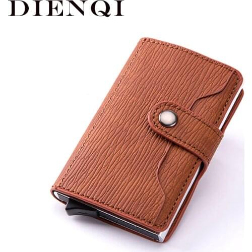 DIENQI Rfid Carbon Fiber Card Holder Men Wallets Slim Thin Smart Minimalist Wallet Leather Brand Small Money Bag Purse Carteira