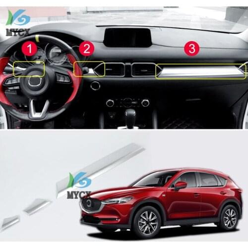 For Mazda CX5 CX-5 CX 5 2017 2018 2019 accessories car dashboard Central control trim cover ABS chrome Interior Mouldings