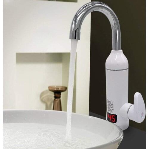 Electric Kitchen Instant Heating Gold Faucet Heater Hot Cold Dual-use Tankless Water Quickly Heating Tap Shower with LED Display
