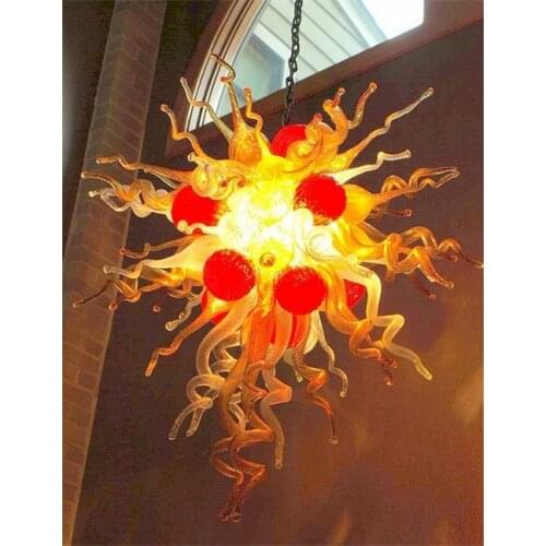 Energy Saving European Style Yellow and Red Chandelier Art Deco Crystal