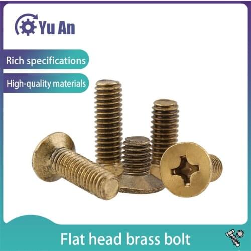 Philips Flat Head Brass Bolts Cross Countersunk Head Brass Screw KM GB819 Copper Machine Mini Screws M2 M2.5 M3 M4 20PCS