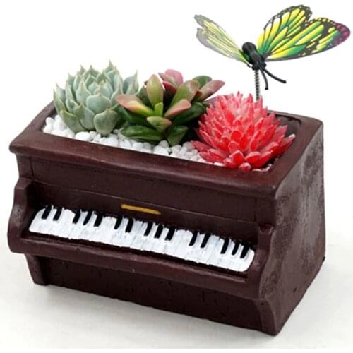 Concrete Planter Mold Cute Piano Shape Succulent Plants Pot Silicone Mould Handmade Decorative Tool