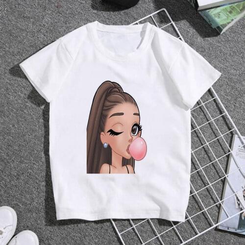 New Unisex Summer Baby Girl Clothes Fashion Girl Blowing Bubble Gum Kawaii Cute Printed T-shirt Boys Ariana Grande Tshirt Kids