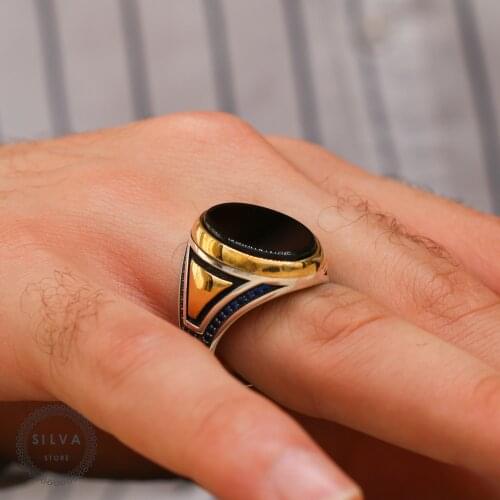 Onys Stoned 925 silver Ring. Mens Jewelry Stamped Silver Stamp 925 All sizes are available