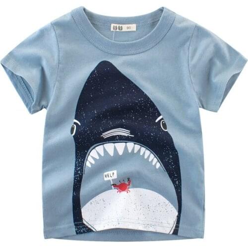 2020 Childrens Clothing Summer Baby Boys Girls Cartoon Animal Tops Clothes 2-8y Kids Short Sleeved Cotton T-shirt Outwear