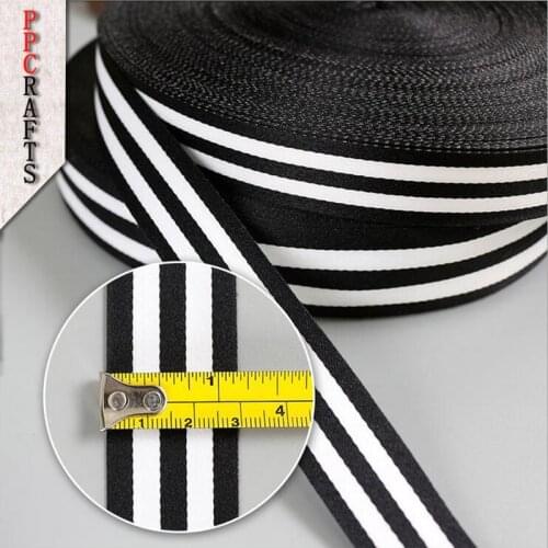 Satin Ribbon Printing Black White Stripe High Quality 10 20 30mm For Handwork Apparel & Sewing Fabric Edge Accessories BBXY-130