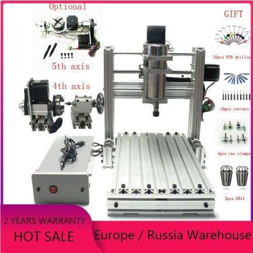 DIY mini cnc router 3020 PCB milling 400W spindle 4 5 axis metal engraving machine wood carving USB port with ER11 collet cutter