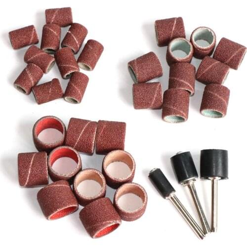 100Pcs Drum Sanding Kit Sanding Bands 1/2 3/8 1/4 Inch Grit 80#-600# Sandpaper Dremel Nail Drill Accessories 2.35mm 3mm shank