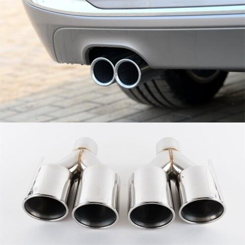Car Inlet Weld-on Exhaust System Muffler Tip Tail Pipes Pipe Cover Rear glossy stainless steel For BMW F30 320i 325i 2012-2016