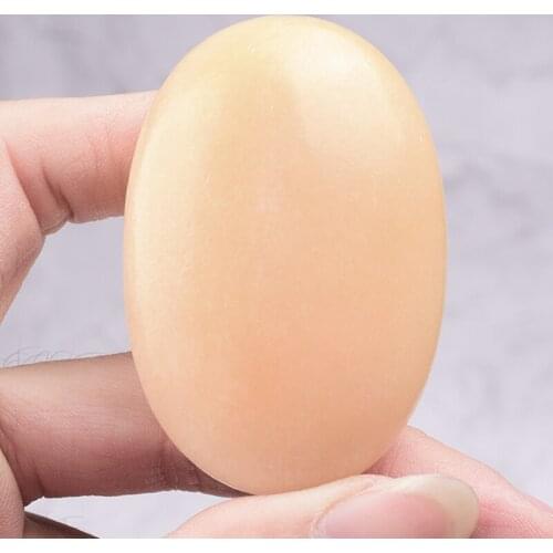 Natural Jade Chakra Palm Stone 60*40 MM Yellow Jade Mineral Quartz Polishing Hand Massage Tool Figurine Spiritual Reiki Healing