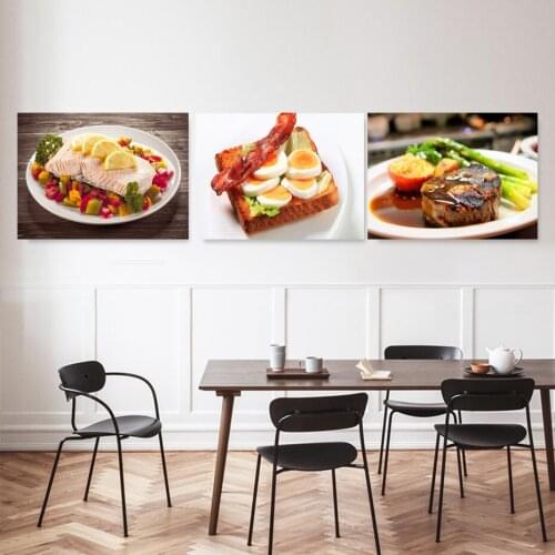 Non-woven Food Painting Wall Art Pictures 60x40cm Bread Dumpling Hamburger Poster Nordic Style Paintings Home Restaurant Decor