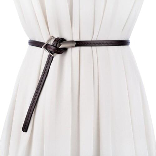 Newest tie knot Genuine Leather Belts for women Cowskin Thin cinturon mujer Fashion cintura donna real leather knotted waistband