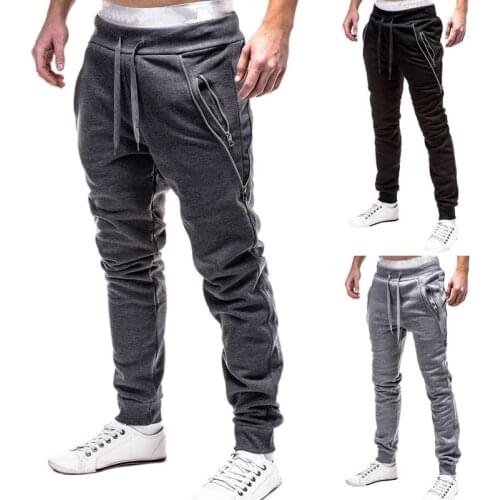 New Casual Fashion Mens Personalized Zipper Trousers Cool Casual Loose Sports Trousers Outdoor Sport Comfortable Mens Trousers