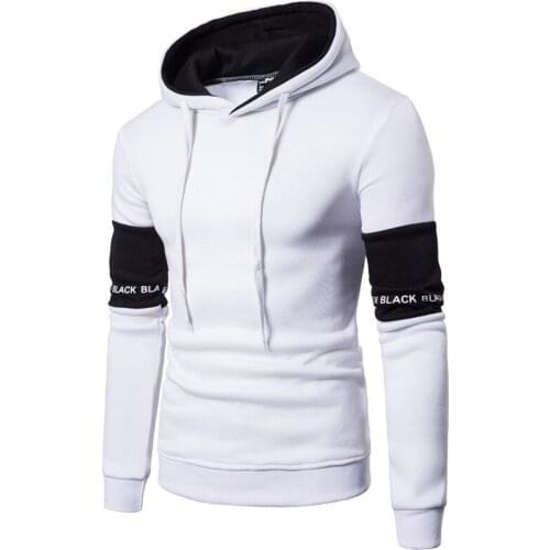 Ouma 2021 New Mens Casual Hooded Sweater Fashionable Sleeve Stitching Pullover Long Sleeve Sweater