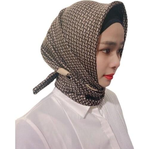 90*90cm Luxury Brand Women Silk Scarfs Print Square Scarves Chic Pure Color Spring Summer Shawls For Ladies